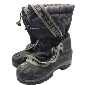 Polaris Thermolite Snow Winter Boots Kids Size 4 - Drawstring Black Outdoor